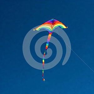 Rainbow kite in the blue sky