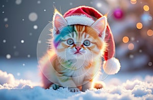 A Rainbow Kitten In The Snow At 12-1-2024