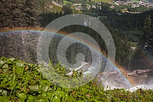 Rainbow in krimml waterfalls austria