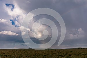 Rainbow Landscape savannah grasslands at the Maasai Mara Triangle National Game Reserve Park And Conservation Areas Exploring Afri