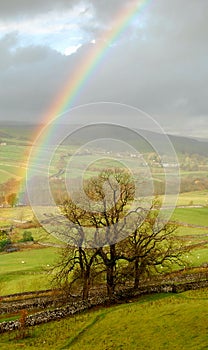 Rainbow landscape in Yorkshire Dales