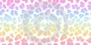 Rainbow leopard vector seamless pattern. Neon gradient