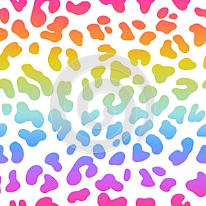 Rainbow leopard vector seamless pattern. Neon gradient