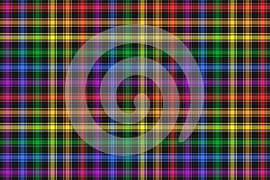 Rainbow lgbt flag colors on black tartan style fabric texture repeatable pattern from plaid, tablecloths, shirts, clothes
