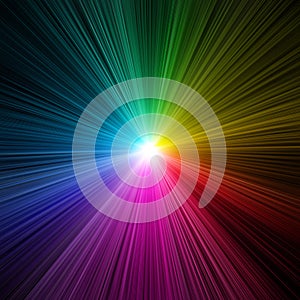 A prism burst of rainbow colored light beams photo