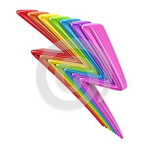Rainbow lightning bolt symbol icon