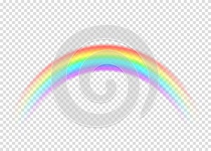 Rainbow with limpid section edge on transparent background