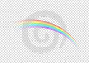 Rainbow with limpid section edge on transparent background