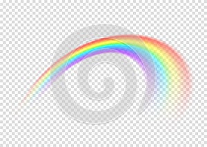 Rainbow with limpid section edge on transparent background