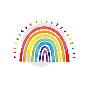Rainbow logo, Cute hand drawn rainbow icon. Vector illustration