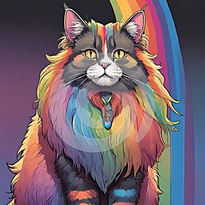 Rainbow long-haired Persian cat