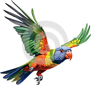 Rainbow Lorikeet bird. Bird Clipart AI-generated.