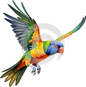 Rainbow Lorikeet bird. Bird Clipart AI-generated.