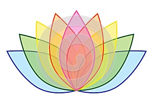 Rainbow Lotus Flower Icon Logo on White Background Illustration 1