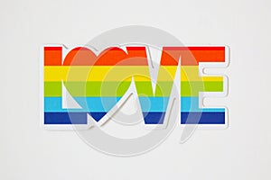 Rainbow Love symbol for gay pride isolated on white background