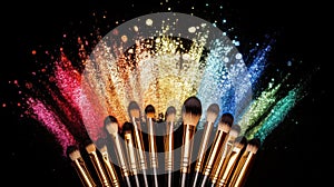 Rainbow Makeup Brushes & Powder Explosion