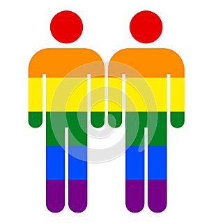 Rainbow Male Sign. LGBT Gay Rainbow Pride Symbol. The Concept of Same-sex Homosexual Relationships