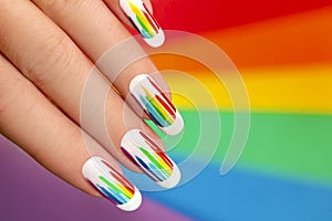 Rainbow manicure.