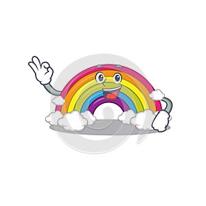 Rainbow mascot design style with an Okay gesture finger