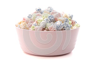 Rainbow Mini Mochi Rice Cake Candies Isolated on White Background