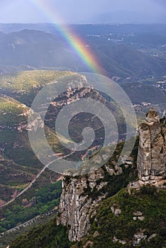Rainbow in Montserrat, near Barcelona, Spain