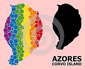 Rainbow Mosaic Map of Corvo Island for LGBT