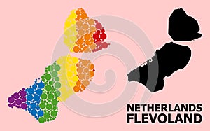 Rainbow Mosaic Map of Flevoland Province for LGBT