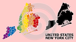 Rainbow Mosaic Map of New York City for LGBT