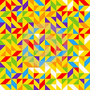 Rainbow mosaic tiles, abstract geometric background, seamless vector pattern.