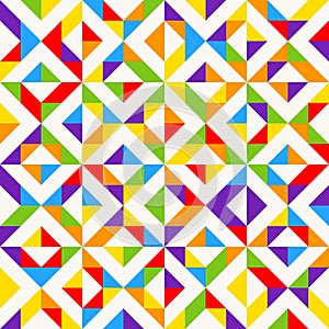 Rainbow mosaic tiles, abstract geometric background, seamless vector pattern.