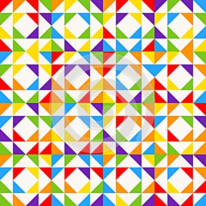 Rainbow mosaic tiles, abstract geometric background, seamless vector pattern