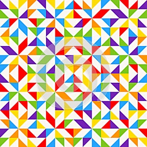 Rainbow mosaic tiles, abstract geometric background, seamless vector pattern