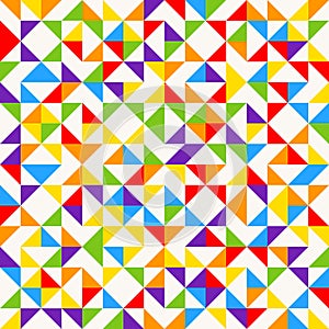 Rainbow mosaic tiles, abstract geometric background, seamless vector pattern.