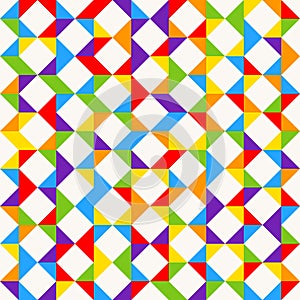 Rainbow mosaic tiles, abstract geometric background, seamless vector pattern.