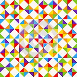 Rainbow mosaic tiles, abstract geometric background, seamless vector pattern.