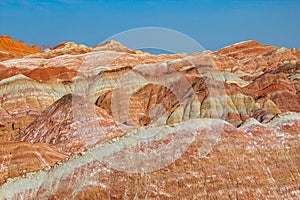 Rainbow mountain and blue sky background at Zhangye Danxia National Geopark