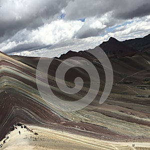 Rainbow mountains in Peru, georgeous beautiful landscape, Colorful view. Peruvian travel background, andes