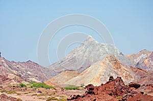 Rainbow mountains and salt domes in Hormuz Island