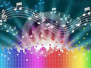 Rainbow Music Background Means Melody Singing And Soundwaves