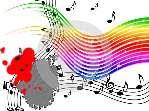 Rainbow Music Background Means Stripes And Playing Instruments