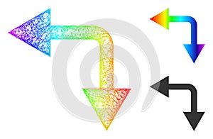 Rainbow Net Gradient Bifurcation Arrow Left Down Icon