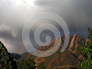 rainbow and olympus mountain photo