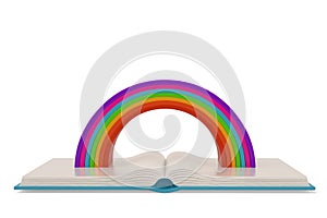 Rainbow on the open book,3D illustration.