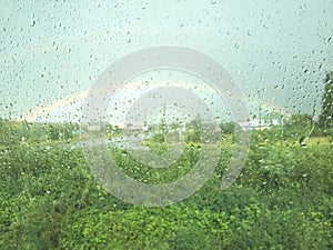 Rainbow outside the window