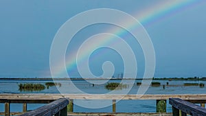 Rainbow over Alabama swamp landscape in summer