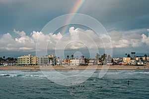 Rainbow over the beach in Imperial Beach, near San Diego, California