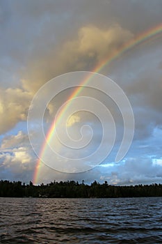 Rainbow over Bigstone Bay near Kenora photo