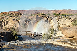 Rainbow over boardwalk at Augrabies Falls