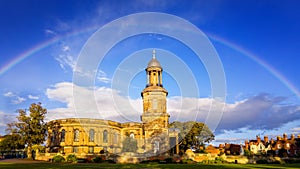 Rainbow Over Church in Shrewsbury, England photo