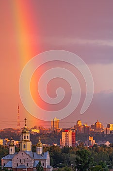 Rainbow over the city, Kiev, Ukraine